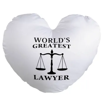 World's greatest Lawyer, Μαξιλάρι καναπέ καρδιά 40x40cm περιέχεται το  γέμισμα