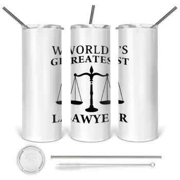 World's greatest Lawyer, Tumbler ποτήρι θερμό από ανοξείδωτο ατσάλι 600ml, με μεταλλικό καλαμάκι & βούρτσα καθαρισμού