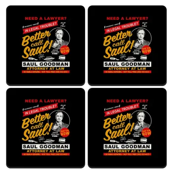 Need A Lawyer Then Call Saul Dks, ΣΕΤ 4 Σουβέρ ξύλινα τετράγωνα (9cm)