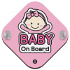 Basic Girl, Baby On Board wooden car sign with suction cups (16x16cm)