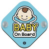 Basic Boy, Σήμανση αυτοκινήτου Baby On Board ξύλινο με βεντουζάκια (16x16cm)