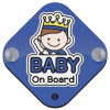 Basic Boy King, Σήμανση αυτοκινήτου Baby On Board ξύλινο με βεντουζάκια (16x16cm)