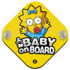 Maggie, The Simpsons, Σήμανση αυτοκινήτου Baby On Board ξύλινο με βεντουζάκια (16x16cm)