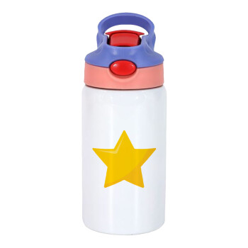 Star, Children's hot water bottle, stainless steel, with safety straw, pink/purple (350ml)