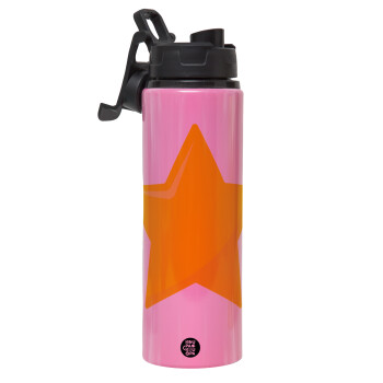 Star, Metallic water bottle with safety lid, 850ml aluminum