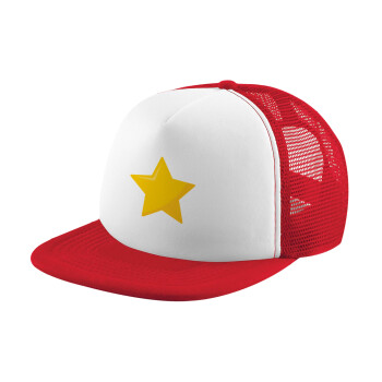 Star, Καπέλο ενηλίκων Jockey με Δίχτυ Red/White (snapback, trucker, unisex)