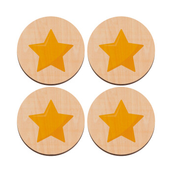 Star, ΣΕΤ x4 Σουβέρ ξύλινα στρογγυλά plywood (9cm)