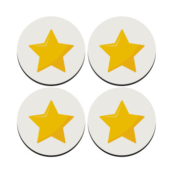 Star, SET of 4 round wooden coasters (9cm)