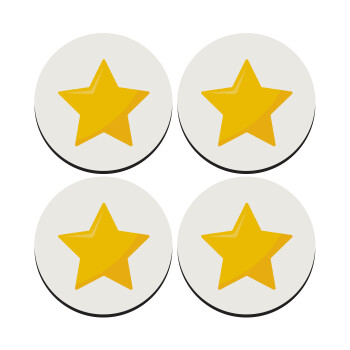 Star, ΣΕΤ 4 Σουβέρ ξύλινα στρογγυλά (9cm)