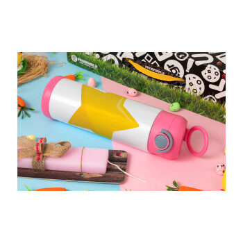 Star, Easter candle, Childrens hot water bottle, stainless steel, with safety straw, PINK (500ml)