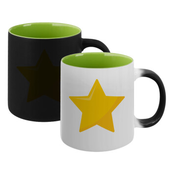 Star, Κούπα Μαγική εσωτερικό πράσινο, κεραμική 330ml που αλλάζει χρώμα με το ζεστό ρόφημα (1 τεμάχιο)