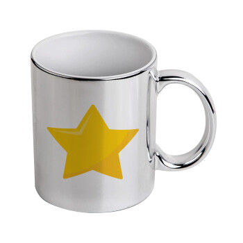 Star, Mug ceramic, silver mirror, 330ml