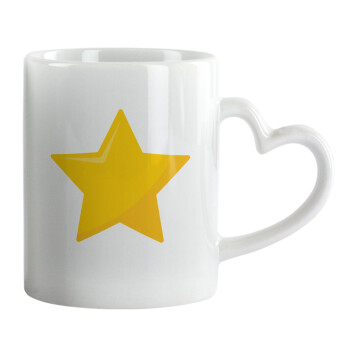 Star, Κούπα καρδιά χερούλι λευκή, κεραμική, 330ml