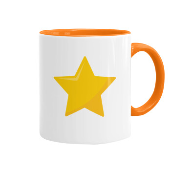 Star, Κούπα χρωματιστή πορτοκαλί, κεραμική, 330ml