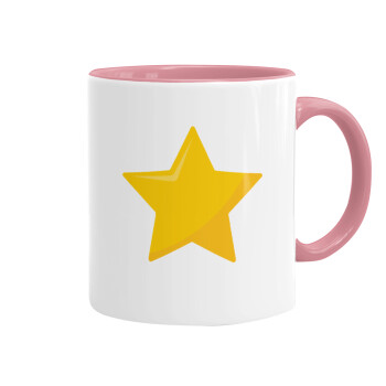 Star, Κούπα χρωματιστή ροζ, κεραμική, 330ml