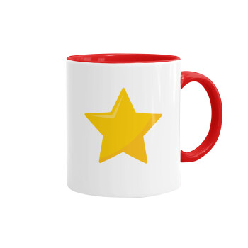 Star, Κούπα χρωματιστή κόκκινη, κεραμική, 330ml