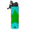 Metallic water bottle with safety lid, 850ml aluminum