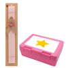 Easter Set, children's snack container PINK & scented flat Easter candle (30cm) (PINK)
