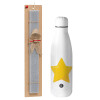 Easter Set, metallic stainless thermos bottle (500ml) & scented flat Easter candle (30cm) (GRAY)