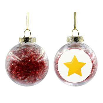 Star, Χριστουγεννιάτικη μπάλα δένδρου διάφανη με κόκκινο γέμισμα 8cm