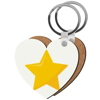 Star, Μπρελόκ Ξύλινο καρδιά MDF