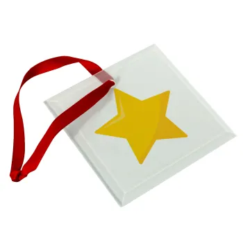 Star, Στολίδι Χριστουγεννιάτικο στολίδι γυάλινο τετράγωνο 9x9cm