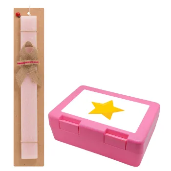 Star, Easter Set, children's snack container PINK & scented flat Easter candle (30cm) (PINK)