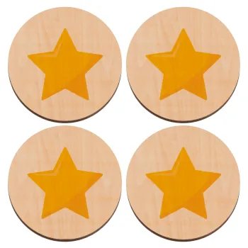 Star, ΣΕΤ x4 Σουβέρ ξύλινα στρογγυλά plywood (9cm)