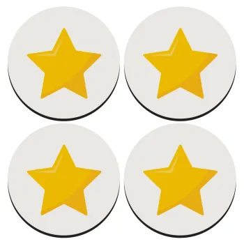 Star, ΣΕΤ 4 Σουβέρ ξύλινα στρογγυλά (9cm)