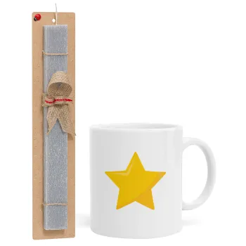Star, Easter Set, Ceramic Cup (330ml) & Easter aromatic flat candle (30cm) (GRAY)