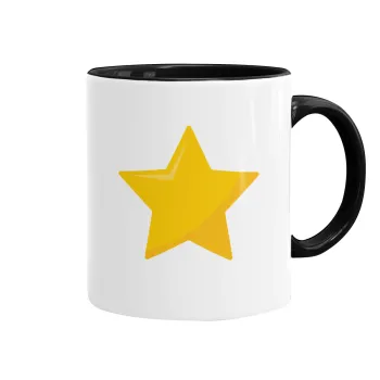 Star, Κούπα χρωματιστή μαύρη, κεραμική, 330ml