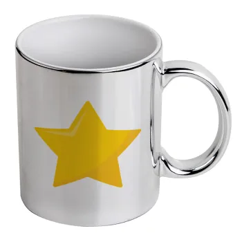 Star, Mug ceramic, silver mirror, 330ml