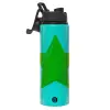 Metallic water bottle with safety lid, 850ml aluminum