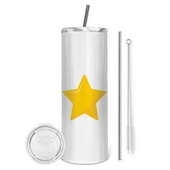 Star, Tumbler stainless steel 600ml, with metal straw & cleaning brush