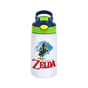 Zelda, Παιδικό παγούρι θερμό, ανοξείδωτο, με καλαμάκι ασφαλείας, πράσινο/μπλε (350ml)