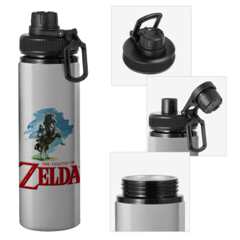 Zelda, Metallic water bottle with safety cap, 850ml aluminum