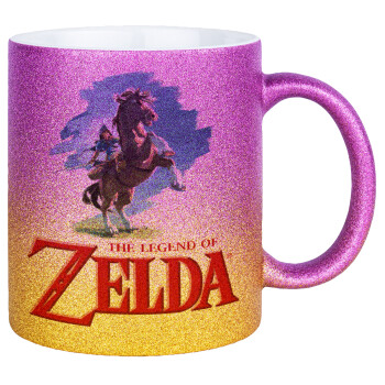Zelda, Κούπα Χρυσή/Ροζ Glitter, κεραμική, 330ml