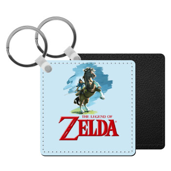 Zelda, Μπρελόκ Δερματίνη, τετράγωνο ΜΑΥΡΟ (5x5cm)