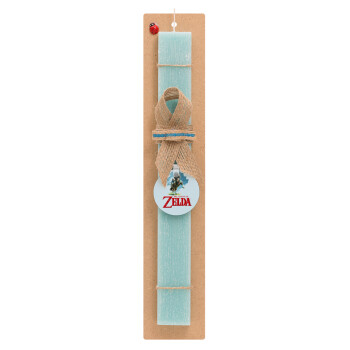 Zelda, Easter Set, wooden keychain & aromatic flat Easter candle (30cm) (TURQUOISE)