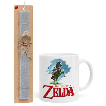 Zelda, Πασχαλινό Σετ, Κούπα κεραμική (330ml) & πασχαλινή λαμπάδα αρωματική πλακέ (30cm) (ΓΚΡΙ)