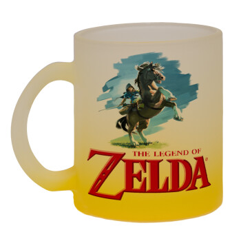 Zelda, Κούπα γυάλινη δίχρωμη με βάση το κίτρινο ματ, 330ml