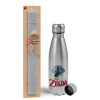 Easter Set, metallic Inox water bottle (750ml) & aromatic flat Easter candle (30cm) (GRAY)