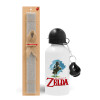 Easter Set, metallic aluminum water bottle (500ml) & aromatic flat Easter candle (30cm) (GRAY)
