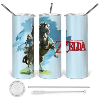 Zelda, Tumbler stainless steel 600ml, with metal straw & cleaning brush