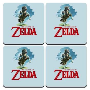 Zelda, ΣΕΤ 4 Σουβέρ ξύλινα τετράγωνα (9cm)
