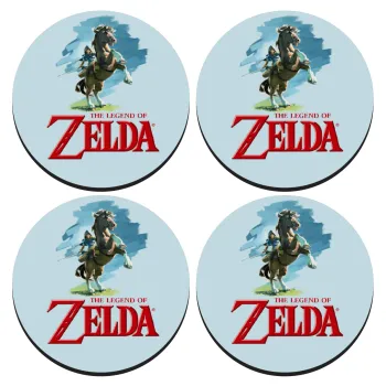Zelda, ΣΕΤ 4 Σουβέρ ξύλινα στρογγυλά (9cm)