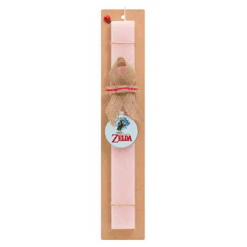 Zelda, Easter Set, wooden keychain & scented flat Easter candle (30cm) (PINK)