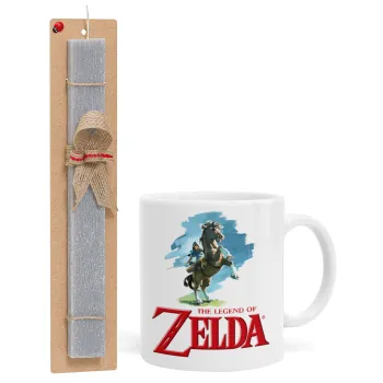 Zelda, Easter Set, Ceramic Cup (330ml) & Easter aromatic flat candle (30cm) (GRAY)
