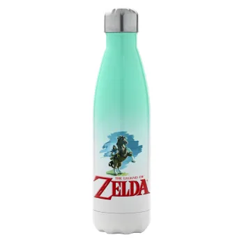 Zelda, Μεταλλικό παγούρι θερμός Πράσινο/Λευκό (Stainless steel), διπλού τοιχώματος, 500ml
