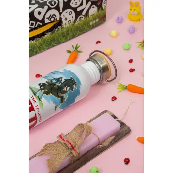 Zelda, Easter Set, SS Metallic water bottle (620ml, stainless steel) & scented flat Easter candle (30cm) (PINK)